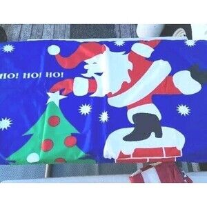 Vintage 3x5 Foot SANTA CHRISTMAS Flag  Nyl-Glo Bunting Usa